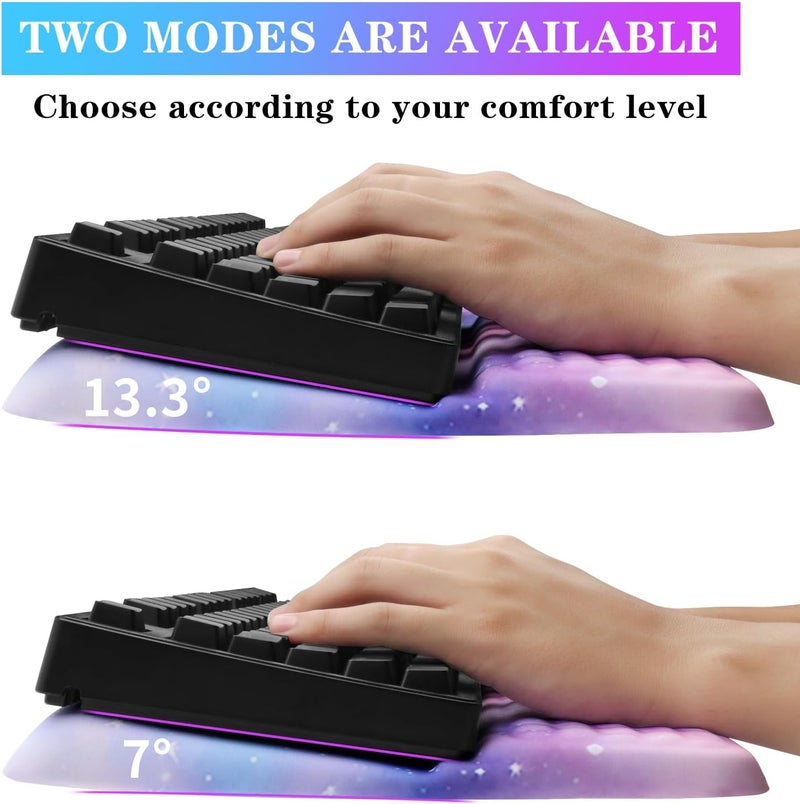 KEPUTAIER Computer Keyboard Stand with Wrist Rest, Ergonomic Tilted Keyboard Holder - Keyboard Riser with Wrist Pad - Keyboard Tray Support for Office Home -Colorful Stars - Image 2